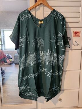 KEALOPIKO KIMONO DRESS - SIZE XL - KUAHU PRINT - TEAL COLOR